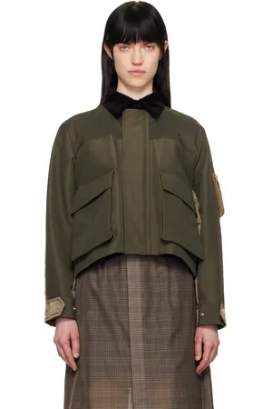 SACAI Khaki Grosgrain & Nylon Twill Jacket