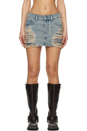Acne Studios Blue Distressed Denim Miniskirt
