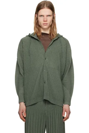 Issey Miyake Khaki Heather Pleats Hoodie