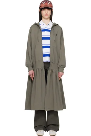 OPEN YY Jersey Shirring Hoodie Midi Dress