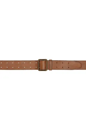 Ralph Lauren Brown Hand-Burnished Leather Double-Prong Belt