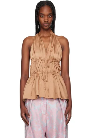DRIES VAN NOTEN Tan Halterneck Top