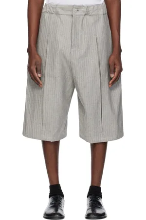 SAGE NATION Gray Box Pleat Denim Shorts