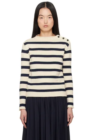 Max Mara Off-White & Navy Vibo Sweater