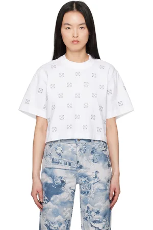 OFF-WHITE White Lurex Little Arrows Crop T-shirt