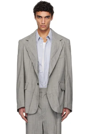 Hed Mayner Gray Crinkled Blazer