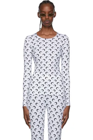 Marine Serre White Second Skin Moon Long Sleeve T-Shirt