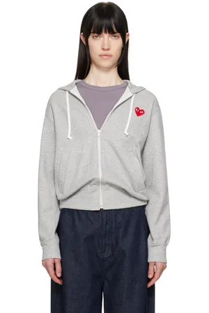 Comme des Garçons Gray Small Heart Zip-Up Hoodie