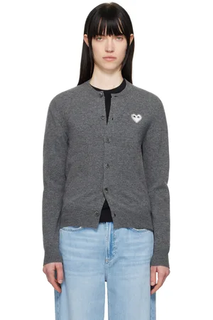Comme des Garçons Gray White Heart Cardigan