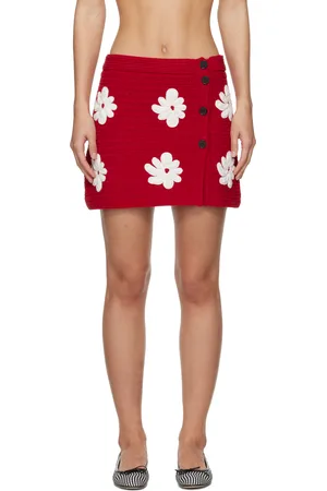Msgm Red Crocheted Miniskirt
