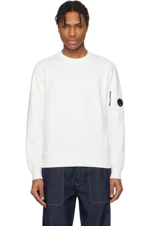 C.P. Company Off-White Diagonal Raised Fleece Crewneck Lens Sweatshirt
