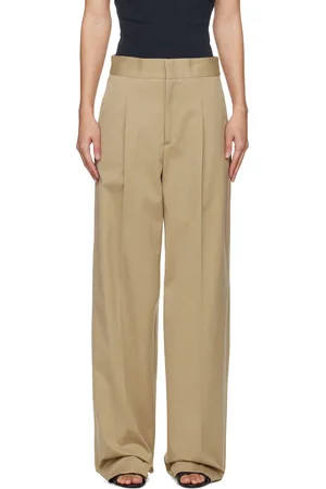 Msgm Beige Faille Pleats Trousers