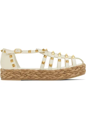 VALENTINO GARAVANI White Rockstud Cork Sandals
