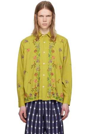 HARAGO Green Garden Embroidered Shirt