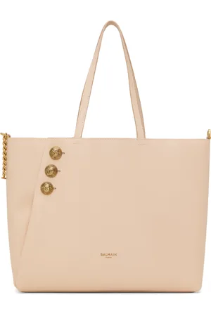 Balmain Pink Emblème Grained Calfskin Tote