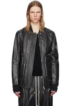 Rick Owens Black Hollywood Bauhaus Leather Flight Jacket