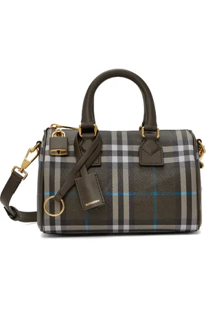 Burberry Gray Mini Check Bowling Bag​