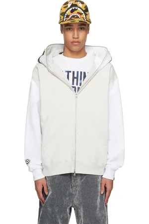 BAPE White & Gray Shark Full Zip #1 Hoodie