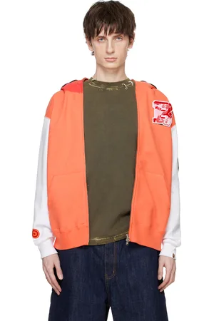 BAPE Orange & White Korea Shark Full Zip Hoodie