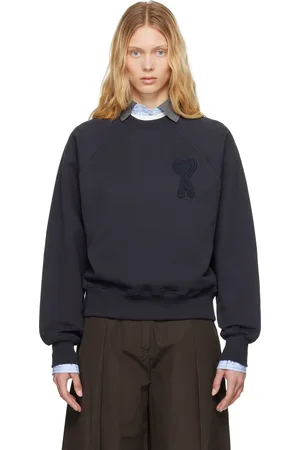 Ami Navy Cotton Ami de Coeur Patch Sweatshirt