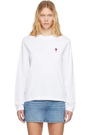 Ami White Cotton Ami de Coeur Long Sleeves T-shirt