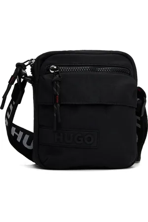 HUGO BOSS Black Recycled Nylon Canvas Messenger Bag