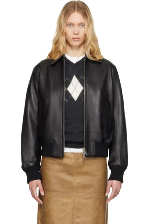 Ami Black Zipped Leather Jacket