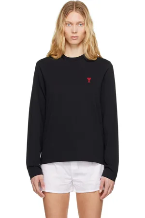 Ami Black Cotton Ami de Coeur Long Sleeves T-shirt