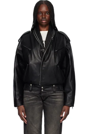 R13 Zip Collar Motorcycle Leather Jacket
