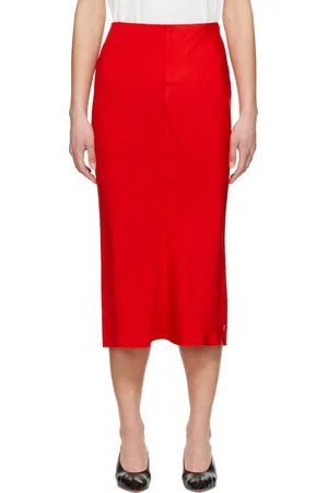 Ami Red Straight Midi Skirt