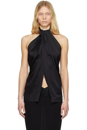 Stella McCartney Black Envers Satin Halterneck Tank Top