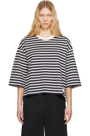 Ami Navy & Off-White Loose Striped T-shirt