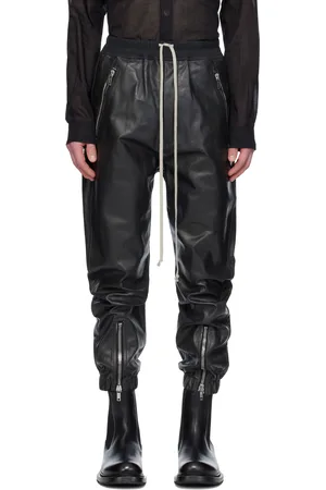Rick Owens Black Hollywood Tecuatl Leather Pants