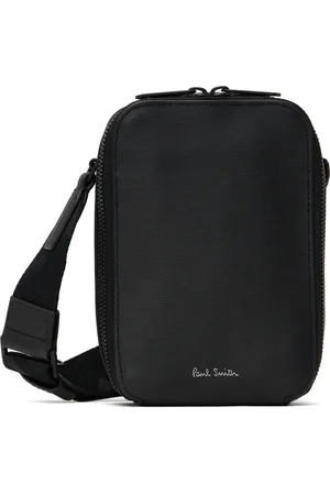Paul Smith Black Straw-Grain Embossed Leather Flight Pouch