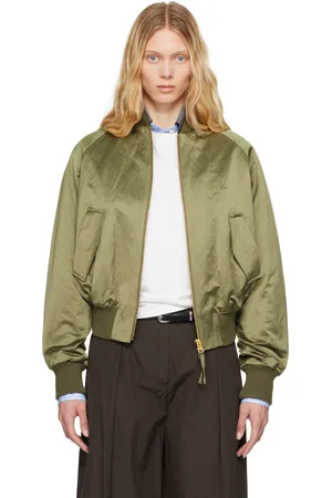 Ami Green Cotton Satin Ami de Coeur Bomber Jacket