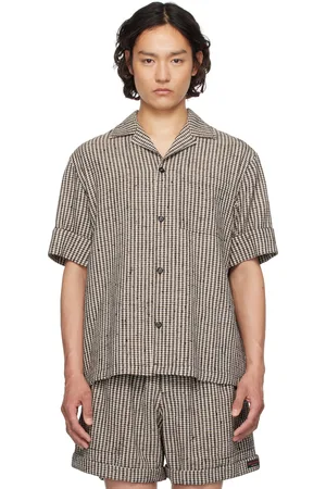 Bottega Veneta Brown & Off-White Knotted Viscose Check Shirt