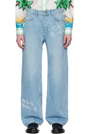 Casablanca Blue Graffiti Distressed Jeans