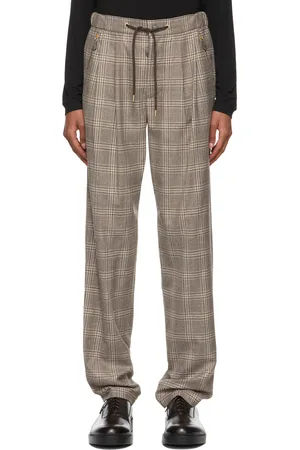 Giorgio Armani Brown Wool Micro Houndstooth Motif Pants
