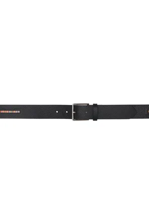 Paul Smith Black Grained Leather Signature Stripe Belt