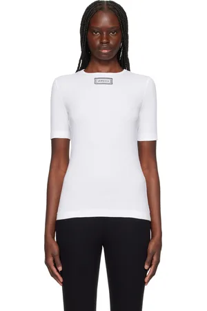 VERSACE White Rib & Embroidery Patch T-shirt