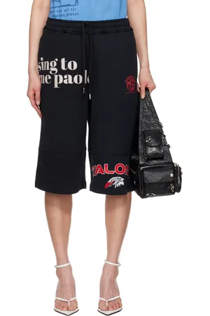 Marine Serre Black Regenerated Graphic Sweatshirts Drawstring Shorts