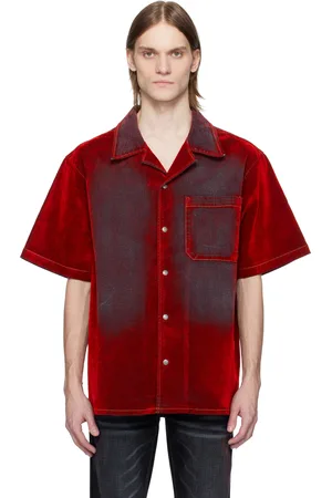 Cout de la Liberte Red Robbie Stretch Suede Denim Shirt