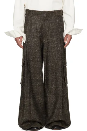 DRIES VAN NOTEN Brown & Black Wide Pleated Cargo Pants