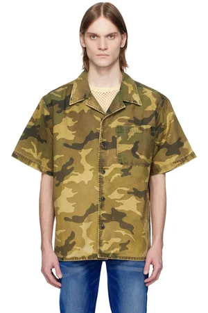 Cout de la Liberte Khaki Robbie Camo Print Bowling Shirt