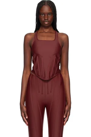 MUGLER Red Corseted Tank Top