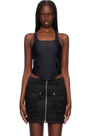 MUGLER Black Corseted Tank Top