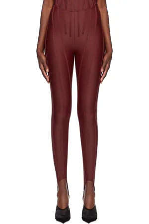 MUGLER Red Corseted Leggings