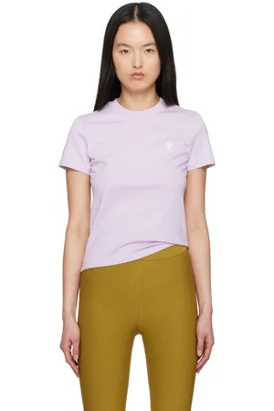 Ami Purple Cotton Cropped T-shirt