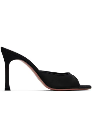 Amina Muaddi Black Alexa Mesh Slipper 95 Heeled Sandals