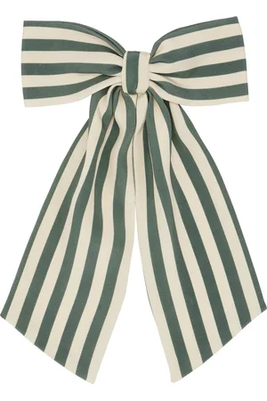 BODE Green & Off-White Soda Stripe Bow Barrette